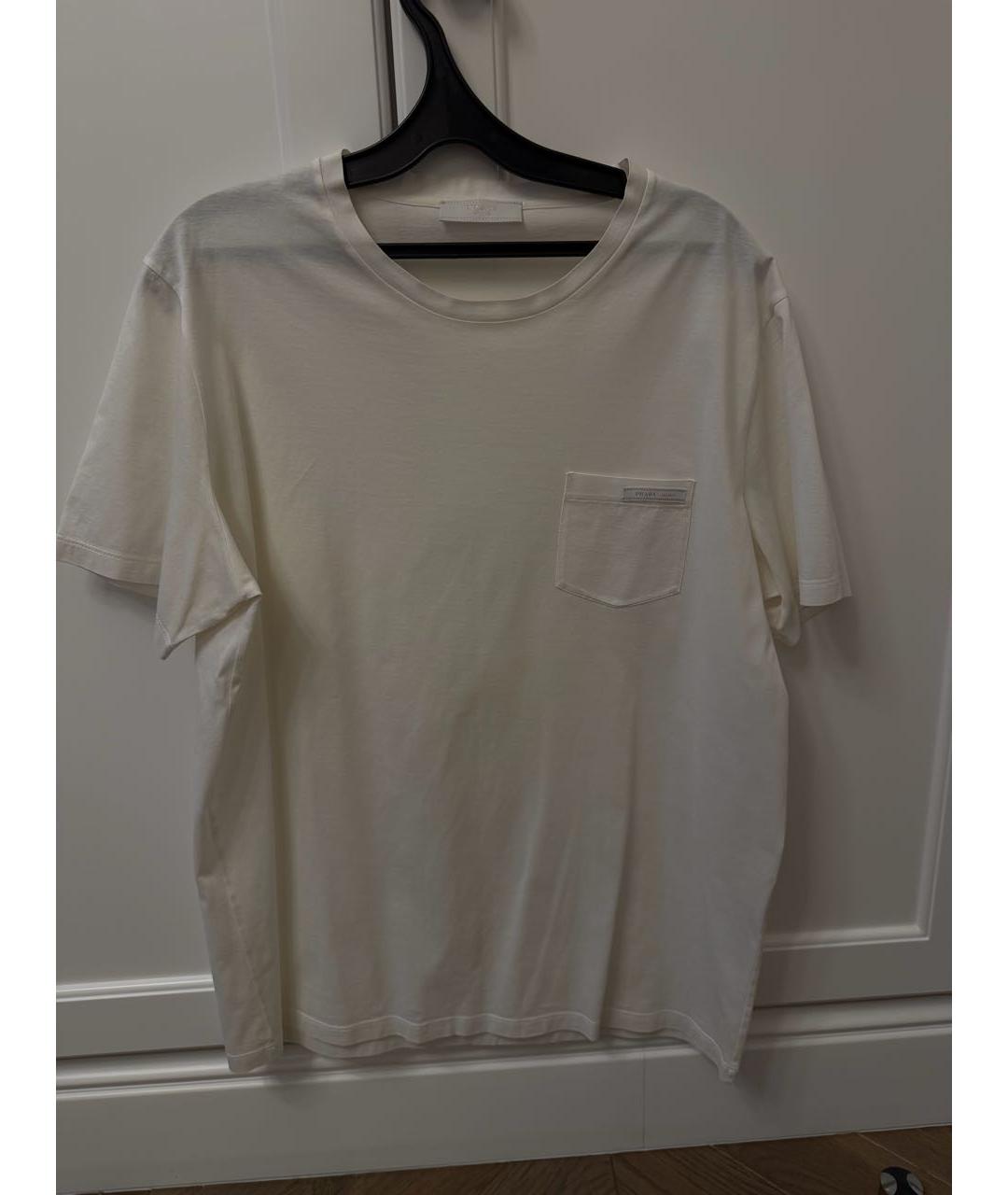 PRADA Белая хлопко-полиэстеровая футболка, фото 5