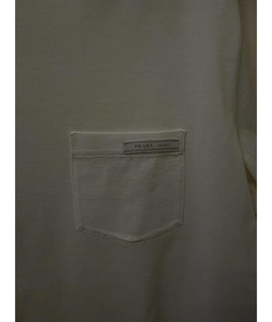 PRADA Белая хлопко-полиэстеровая футболка, фото 4