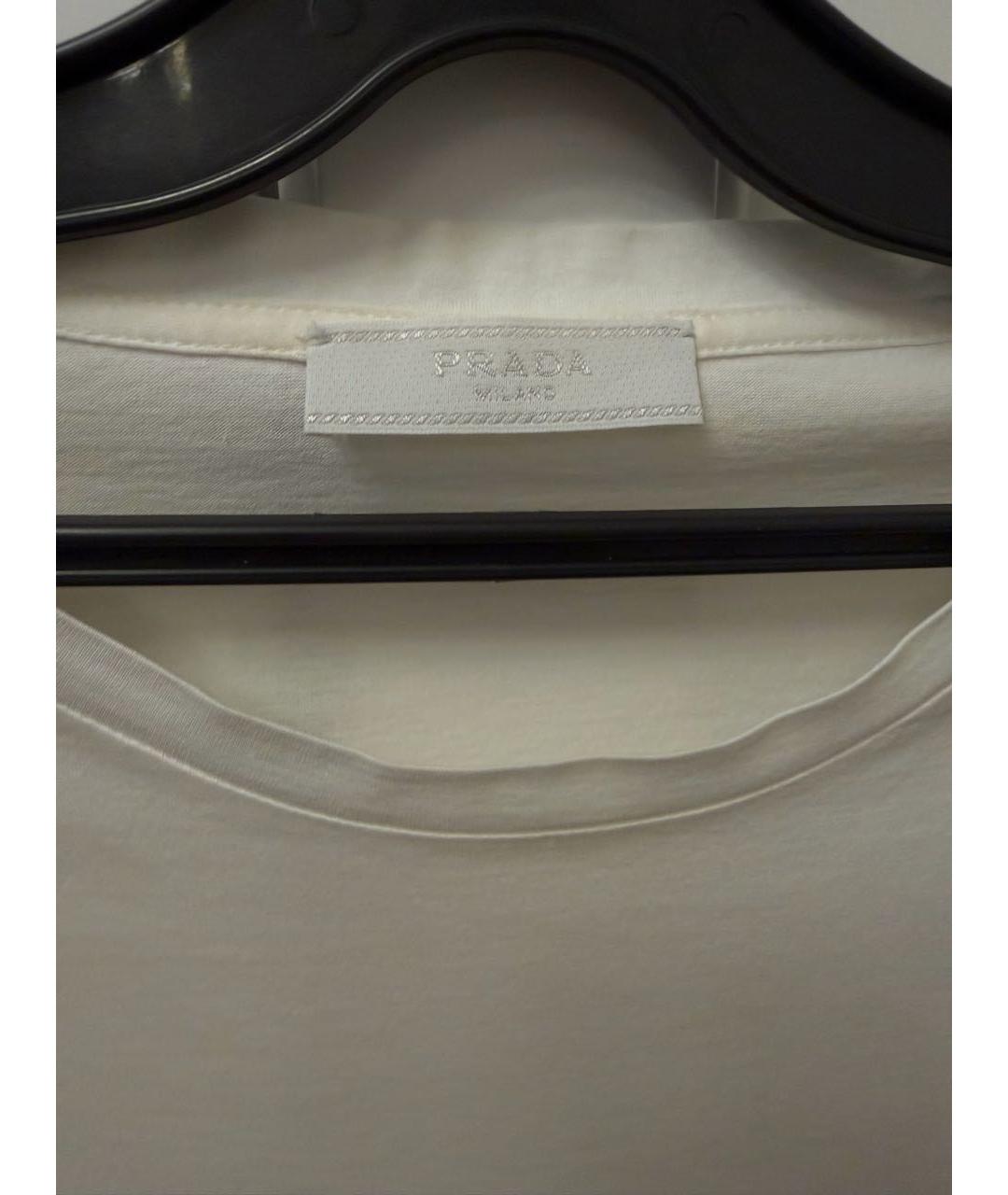 PRADA Белая хлопко-полиэстеровая футболка, фото 3