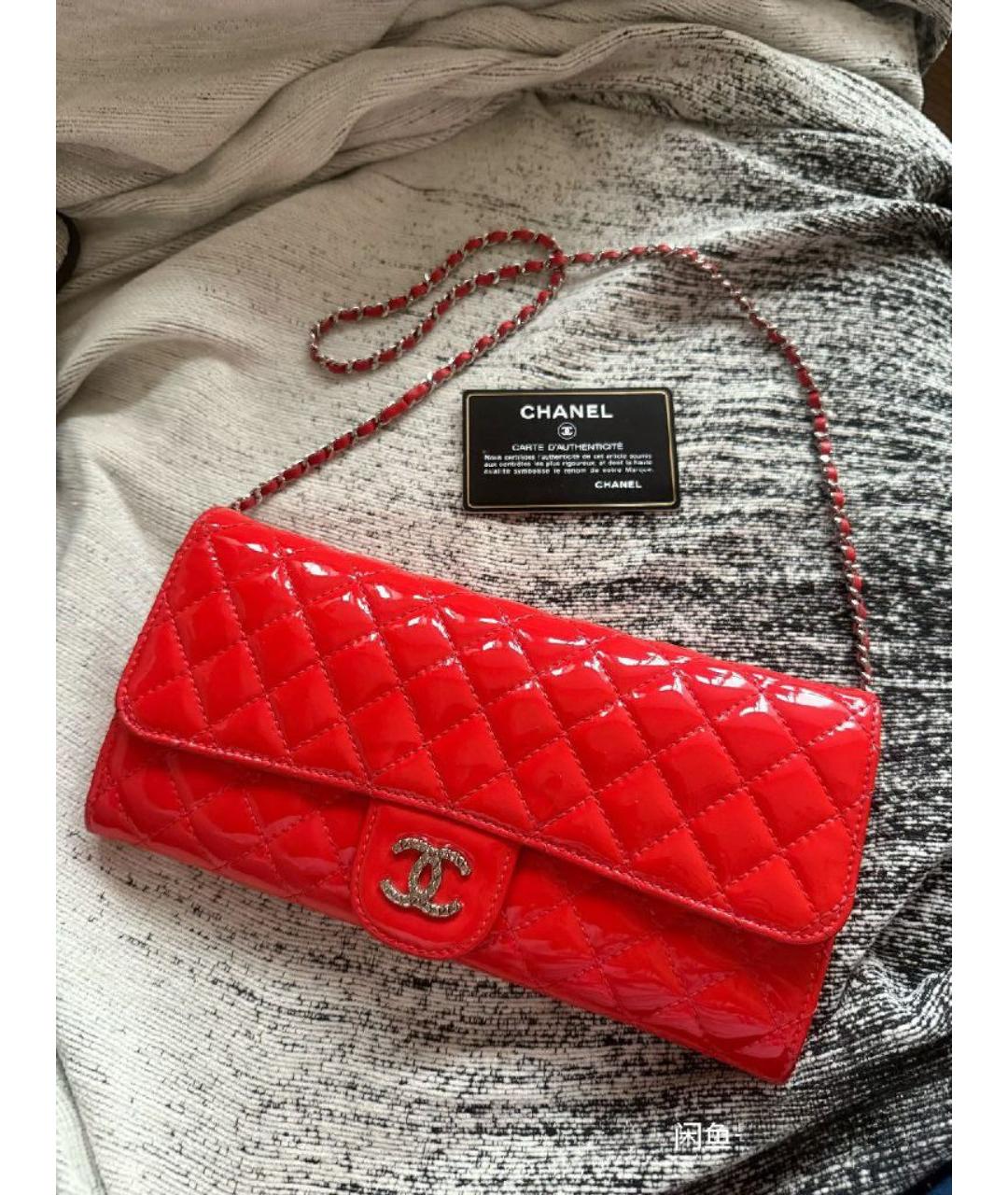 CHANEL Красная кожаная сумка через плечо, фото 9