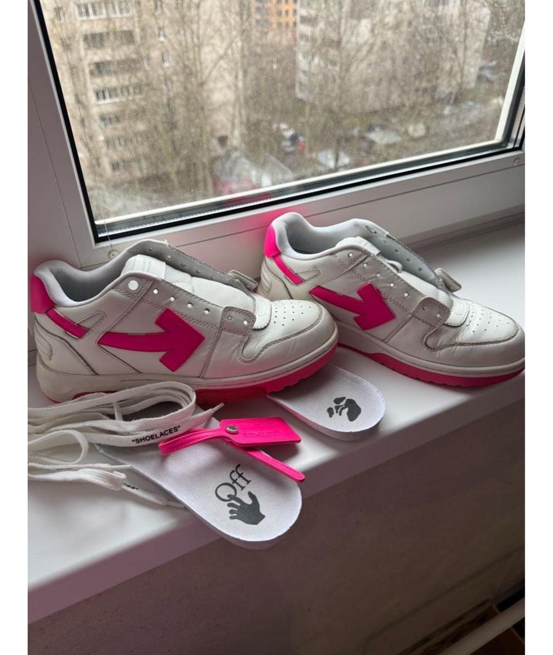 OFF-WHITE Белые кожаные кроссовки, фото 2