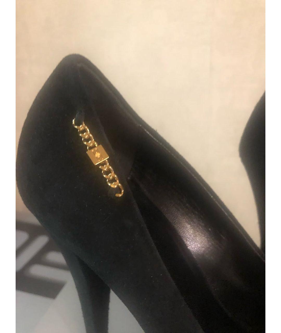 CELINE Черные замшевые лодочки на низком каблуке, фото 4