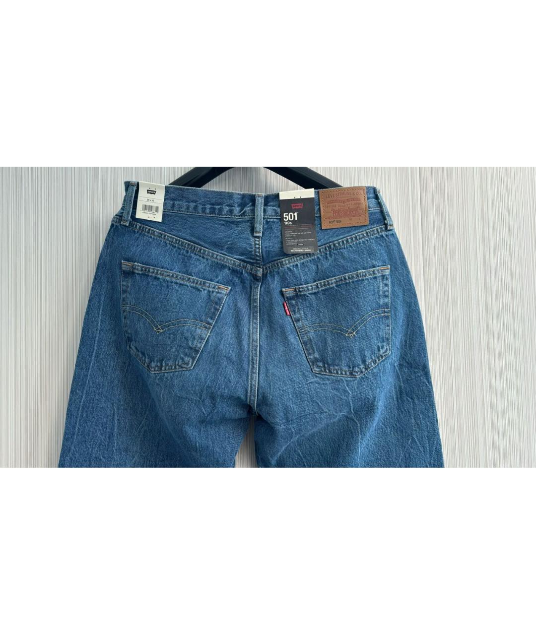 LEVI'S Синие хлопковые прямые джинсы, фото 3