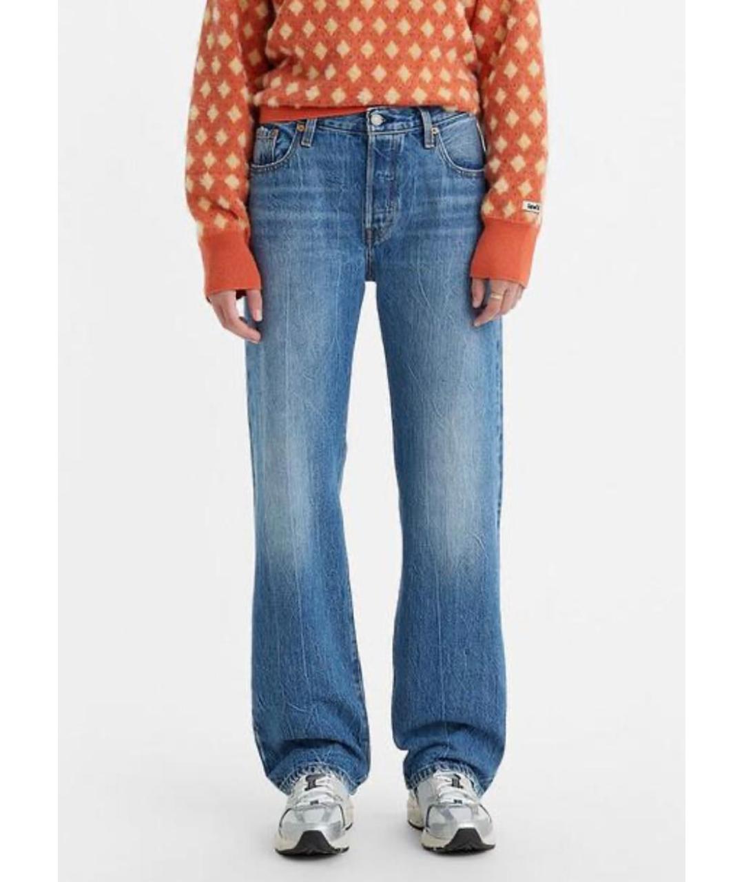 LEVI'S Синие хлопковые прямые джинсы, фото 5