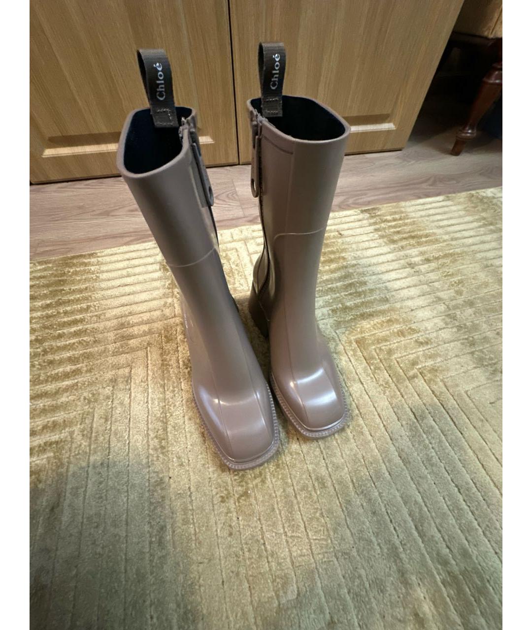 CHLOE Бежевые резиновые сапоги, фото 2