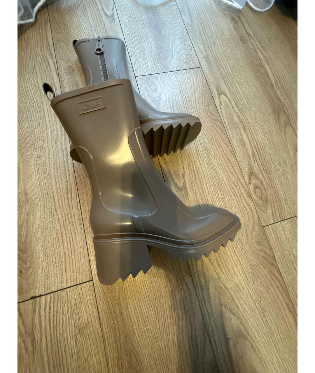 CHLOE Бежевые резиновые сапоги, фото 4