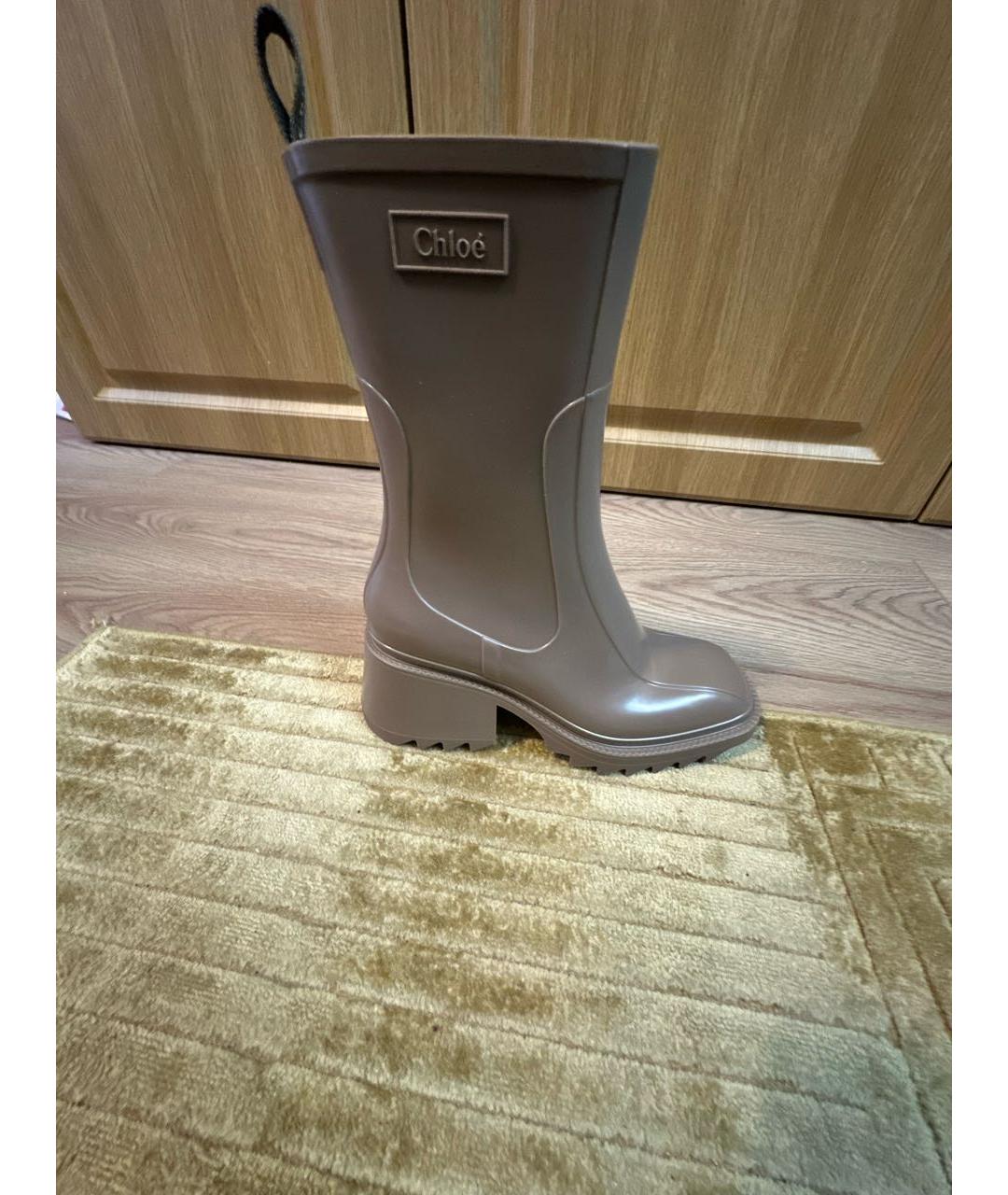 CHLOE Бежевые резиновые сапоги, фото 7