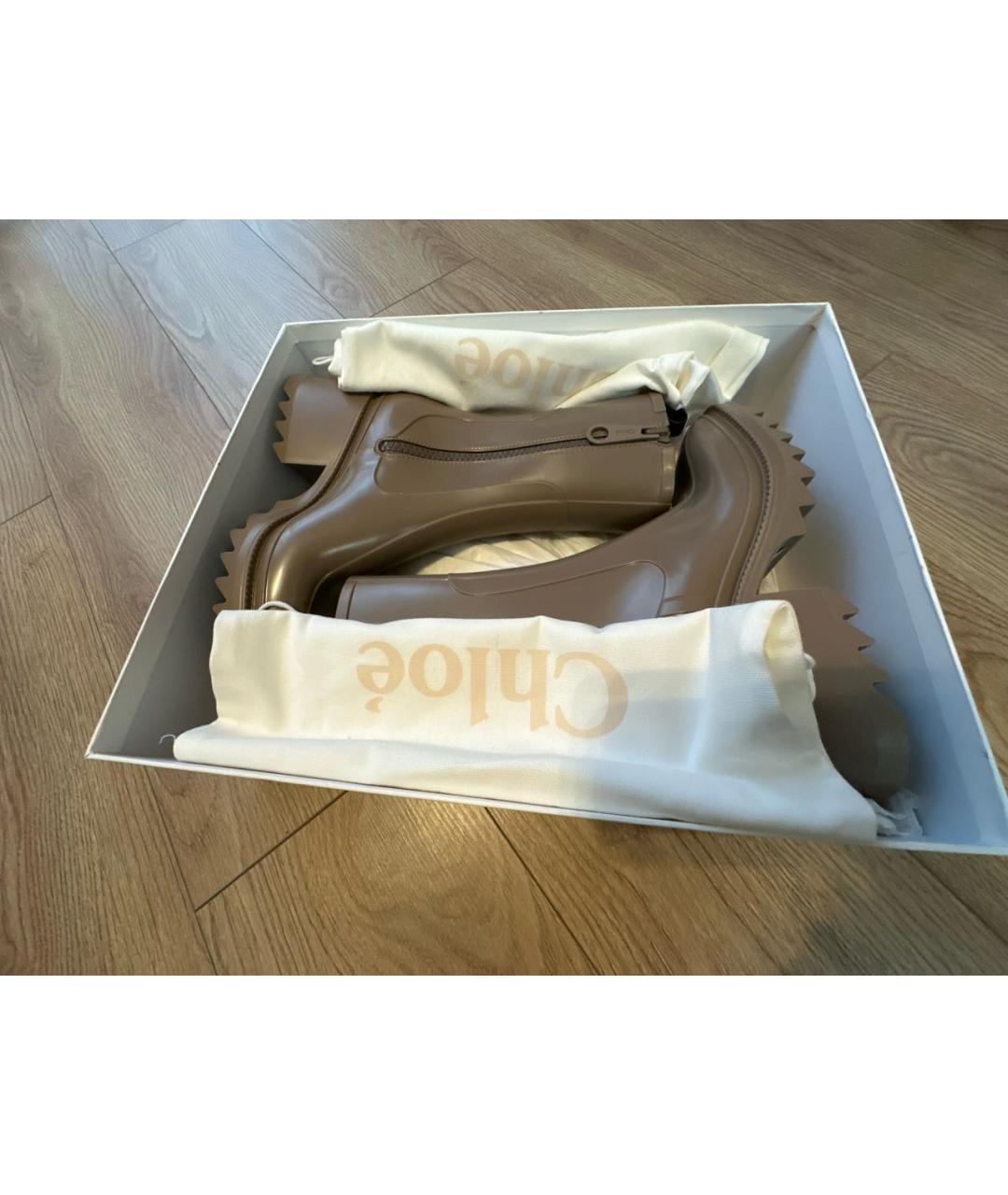 CHLOE Бежевые резиновые сапоги, фото 6