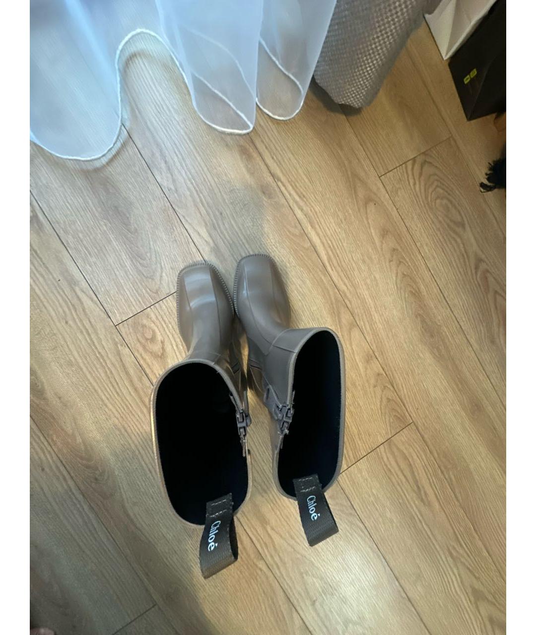 CHLOE Бежевые резиновые сапоги, фото 3