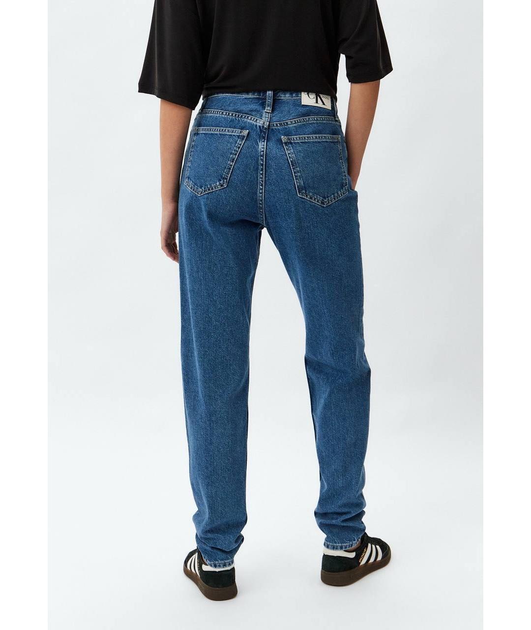 CALVIN KLEIN Синие хлопко-эластановые джинсы слим, фото 3