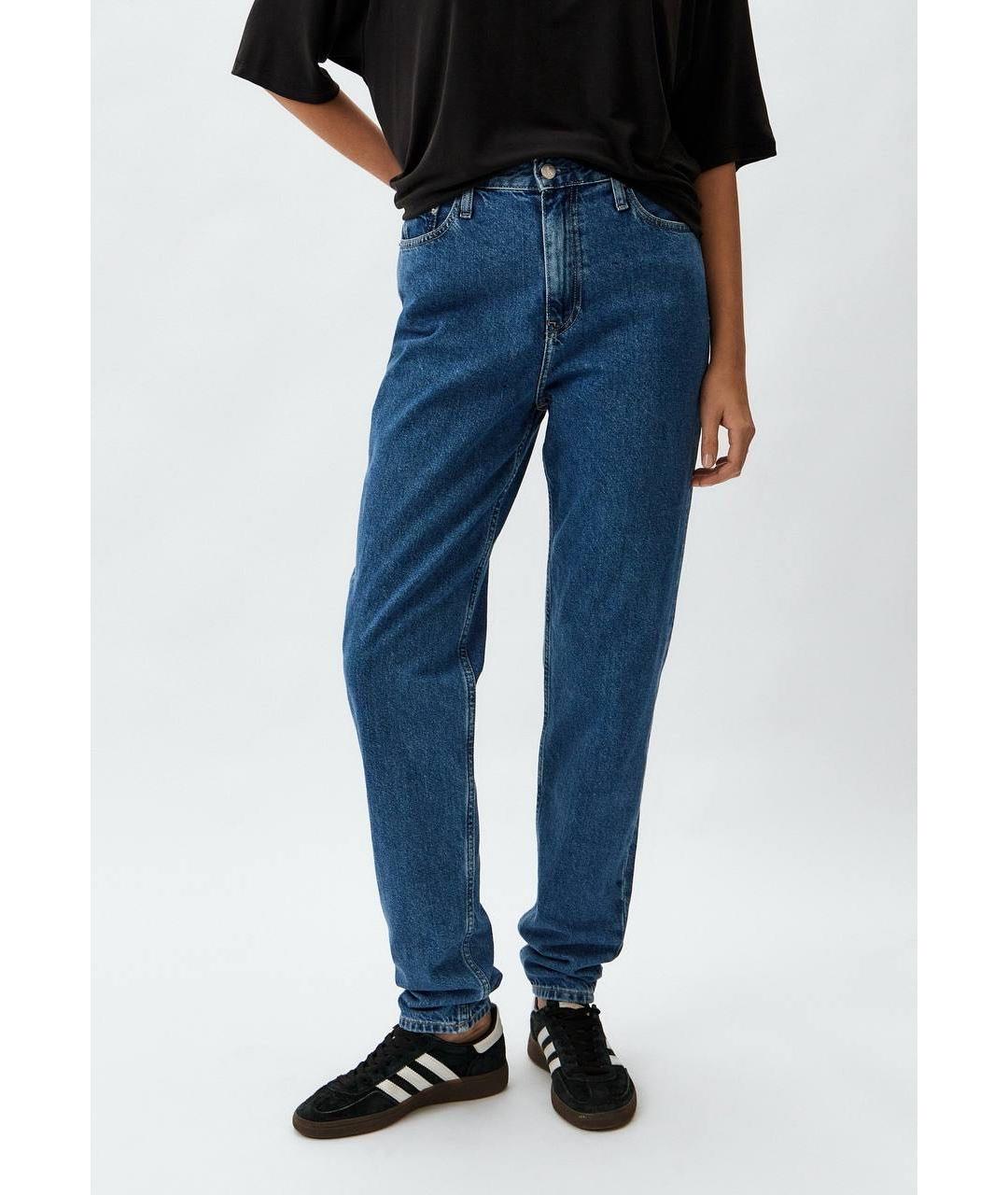 CALVIN KLEIN Синие хлопко-эластановые джинсы слим, фото 2