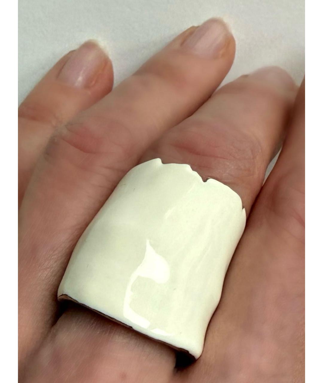 BOTTEGA VENETA Бежевое серебряное кольцо, фото 8