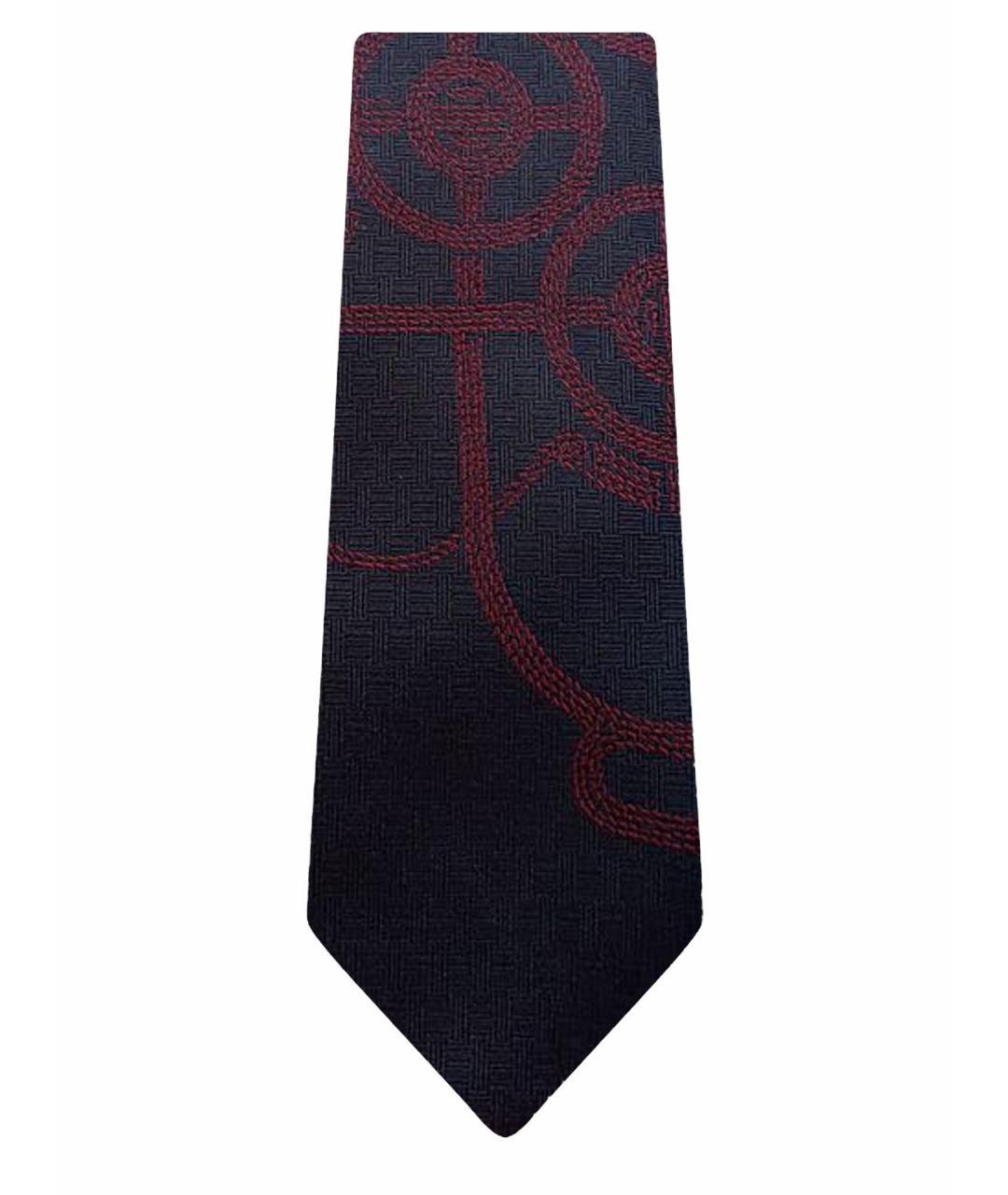 HERMES Темно-синий шелковый галстук, фото 1