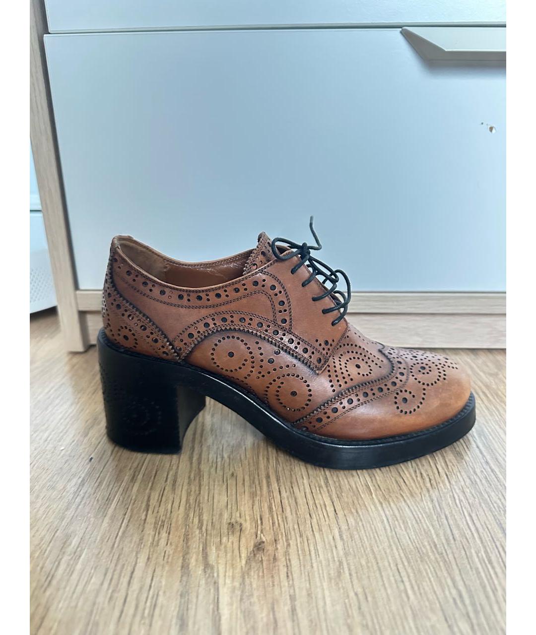MIU MIU Коричневые кожаные брогги и оксфорды, фото 8
