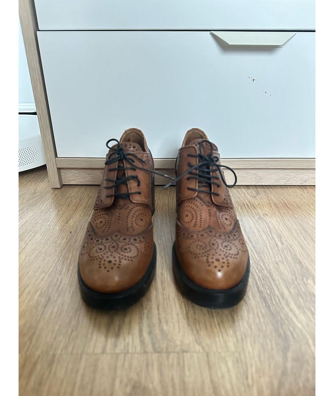 MIU MIU Коричневые кожаные брогги и оксфорды, фото 2