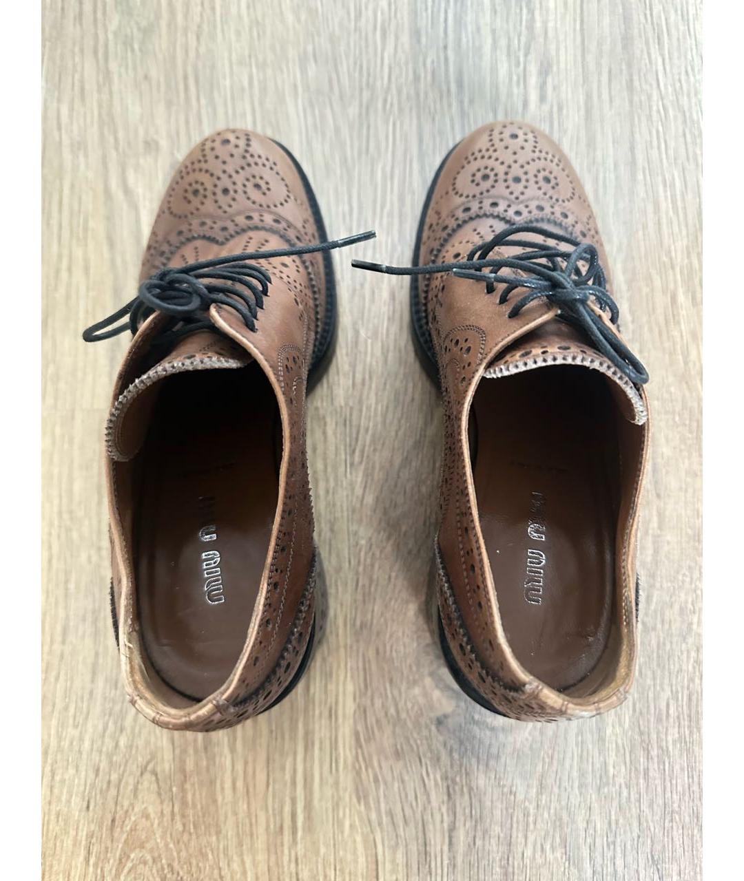 MIU MIU Коричневые кожаные брогги и оксфорды, фото 3