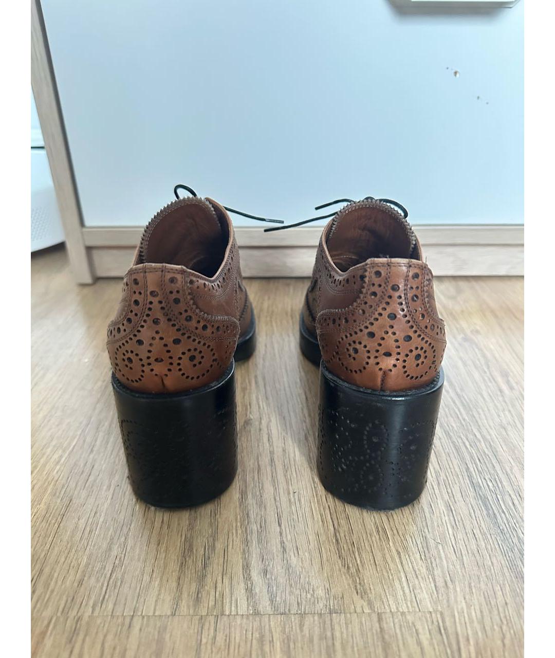 MIU MIU Коричневые кожаные брогги и оксфорды, фото 4