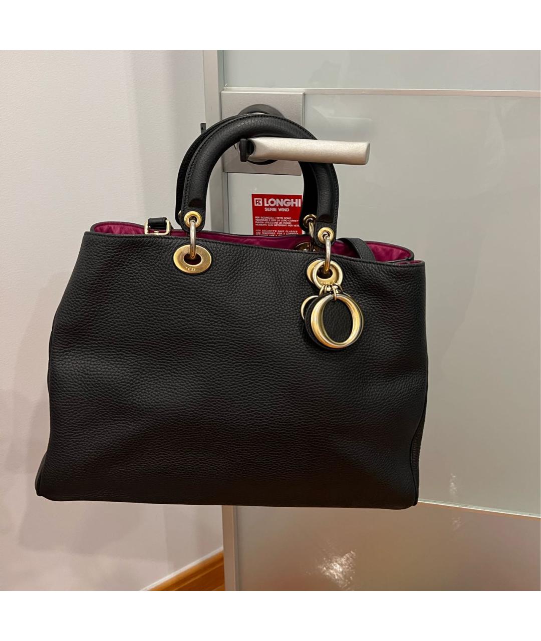 CHRISTIAN DIOR Черная кожаная сумка с короткими ручками, фото 9