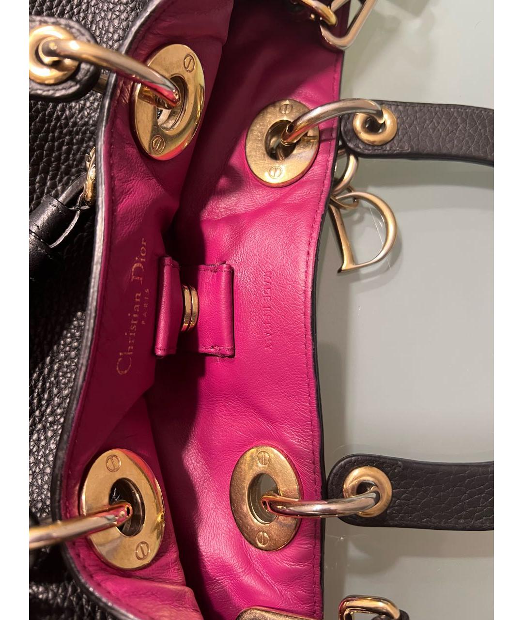 CHRISTIAN DIOR Черная кожаная сумка с короткими ручками, фото 7