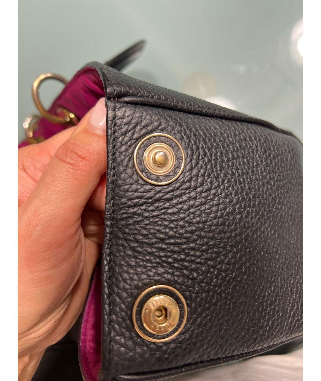 CHRISTIAN DIOR Черная кожаная сумка с короткими ручками, фото 8