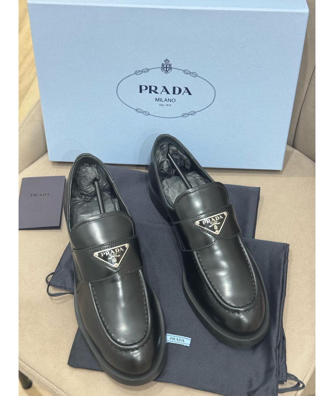 PRADA Черные кожаные лоферы, фото 8