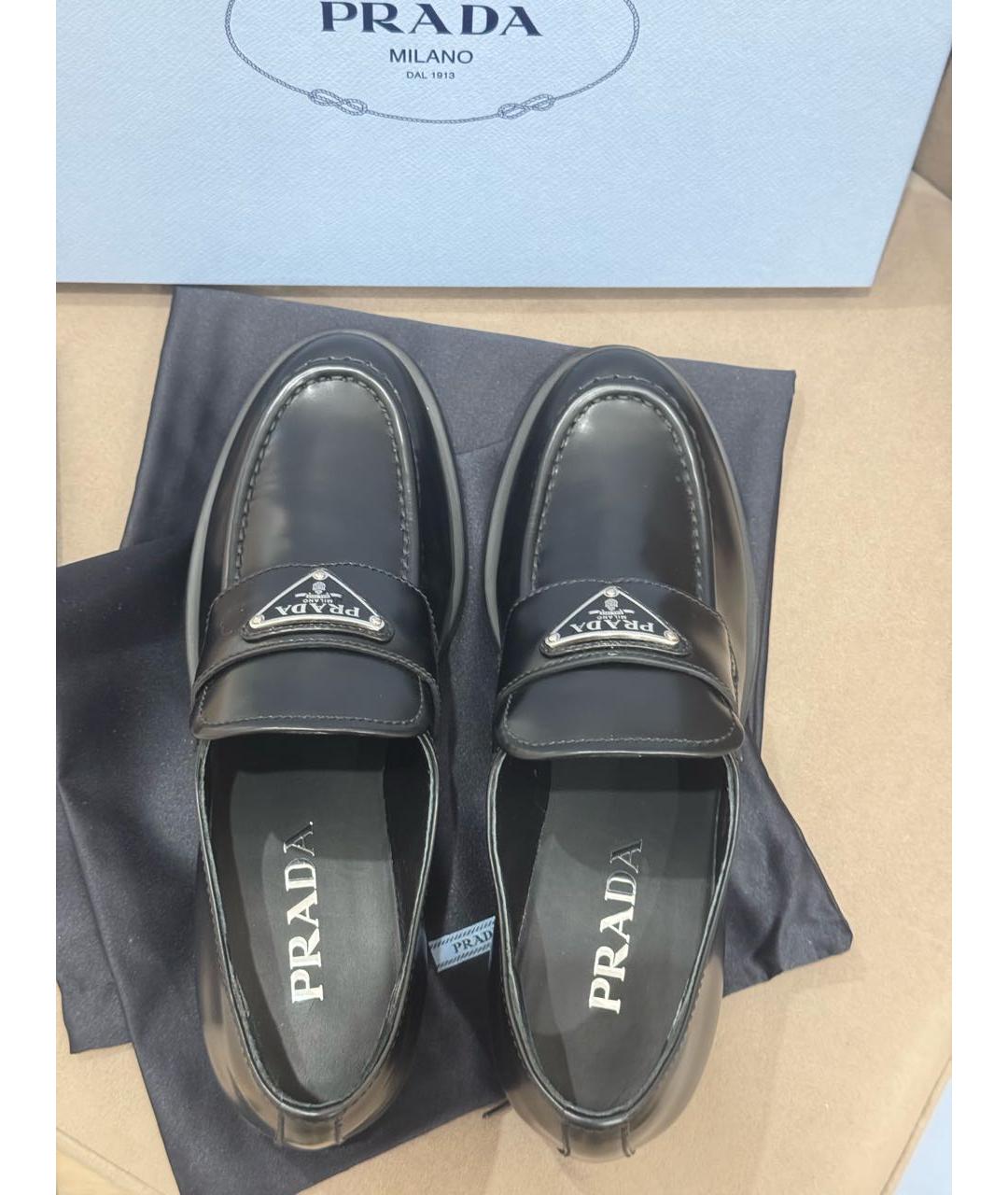 PRADA Черные кожаные лоферы, фото 3
