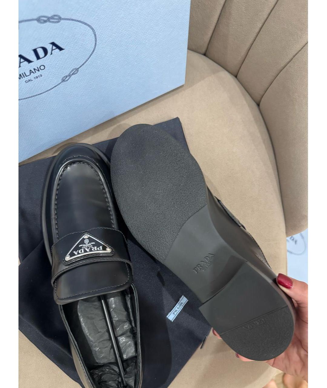 PRADA Черные кожаные лоферы, фото 5