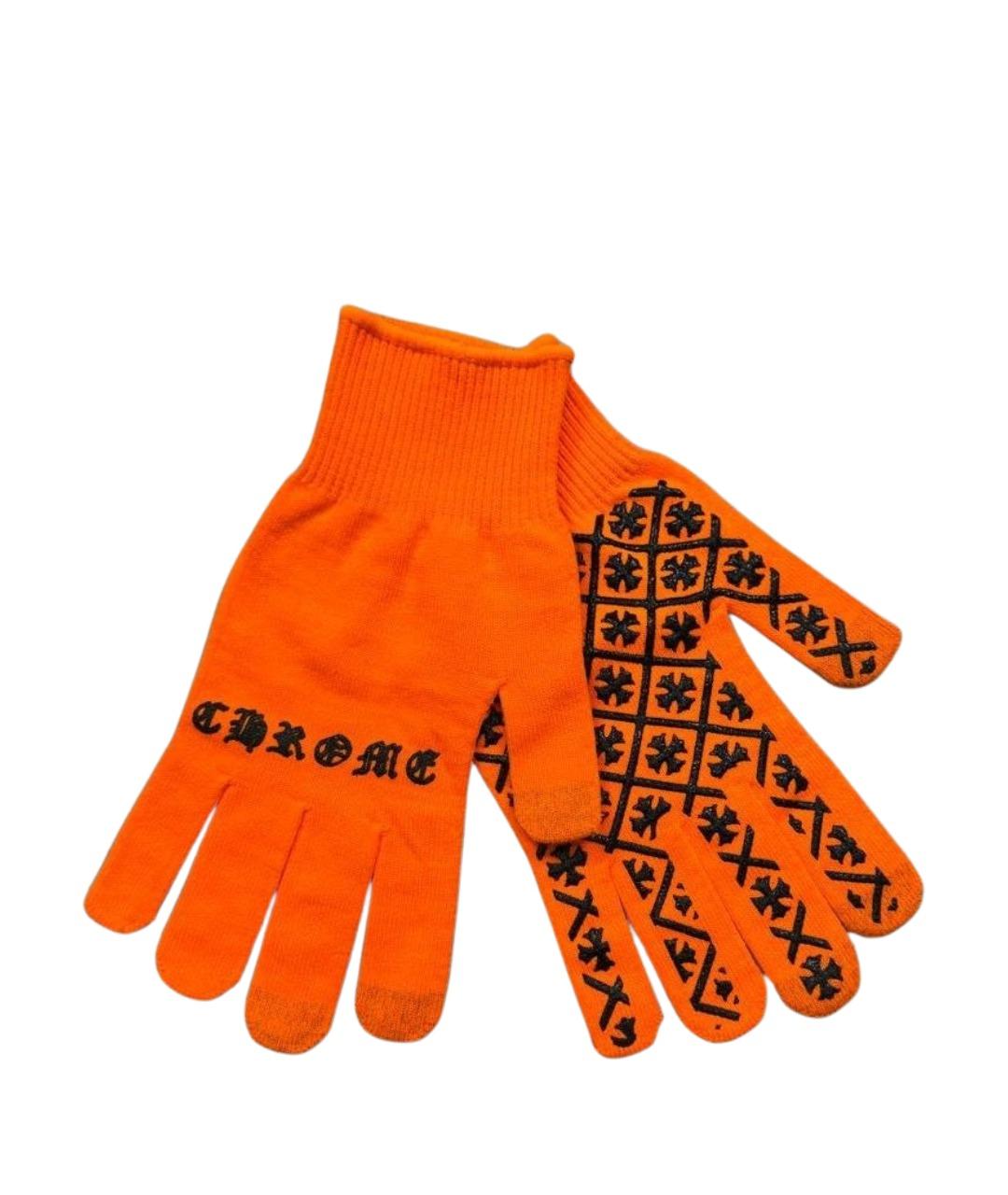 CHROME HEARTS Оранжевое шерстяные перчатки, фото 1