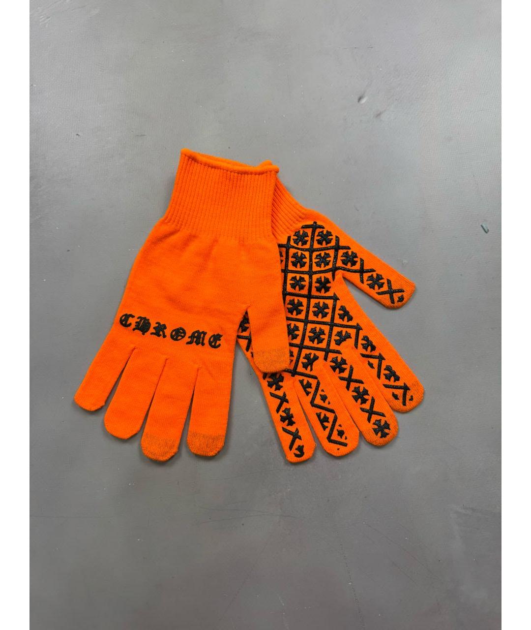 CHROME HEARTS Оранжевое шерстяные перчатки, фото 9