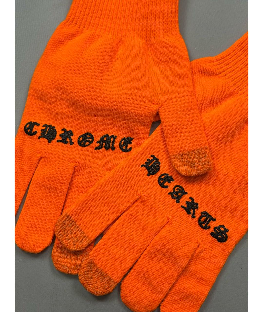 CHROME HEARTS Оранжевое шерстяные перчатки, фото 5