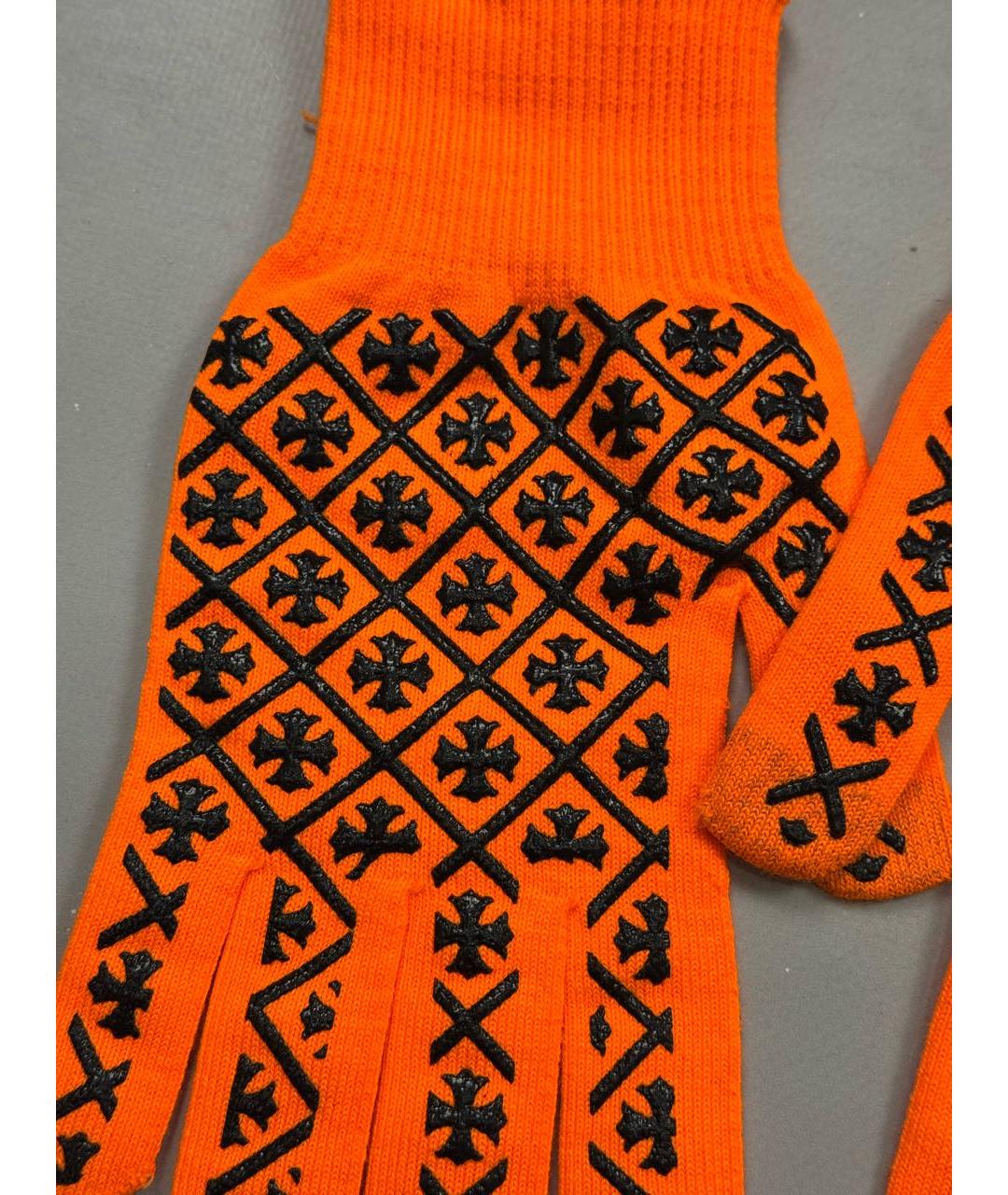 CHROME HEARTS Оранжевое шерстяные перчатки, фото 4