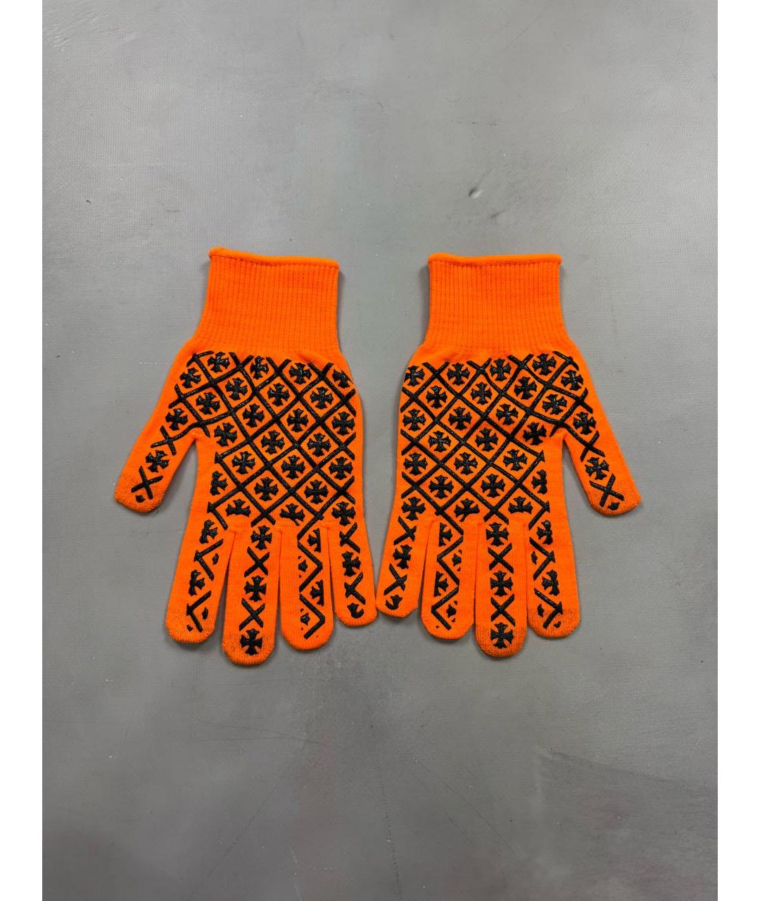 CHROME HEARTS Оранжевое шерстяные перчатки, фото 3