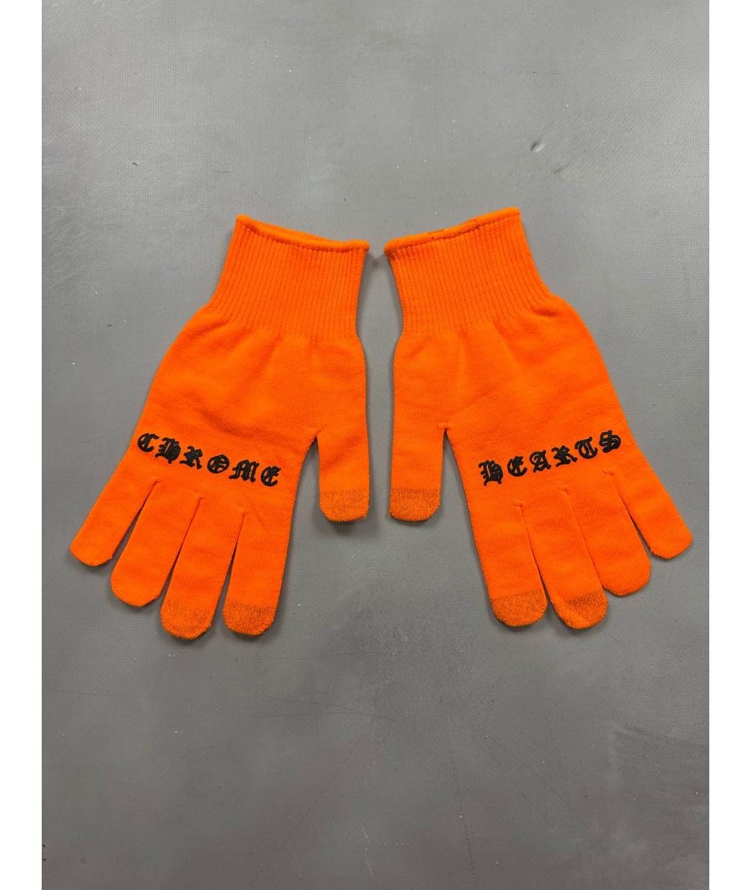 CHROME HEARTS Оранжевое шерстяные перчатки, фото 2