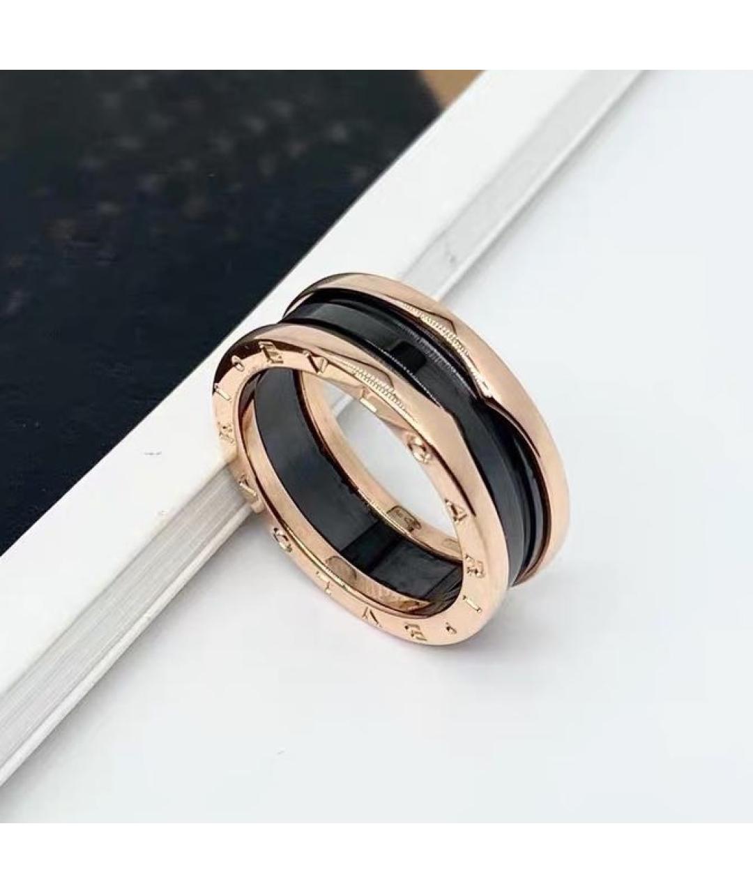 BVLGARI Черное кольцо из розового золота, фото 6
