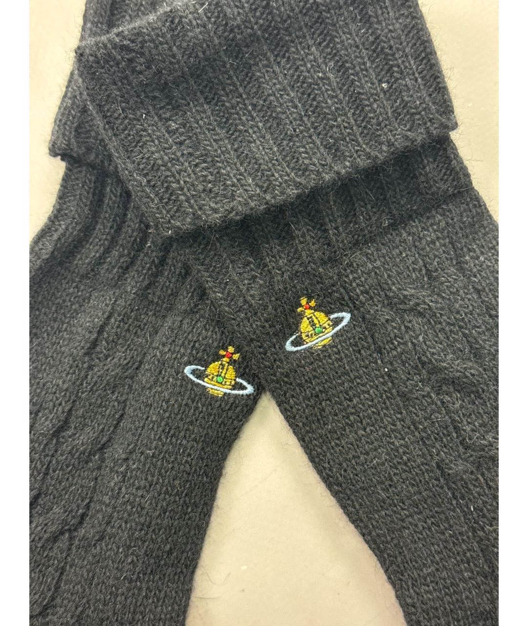 VIVIENNE WESTWOOD Черные шерстяные перчатки, фото 3