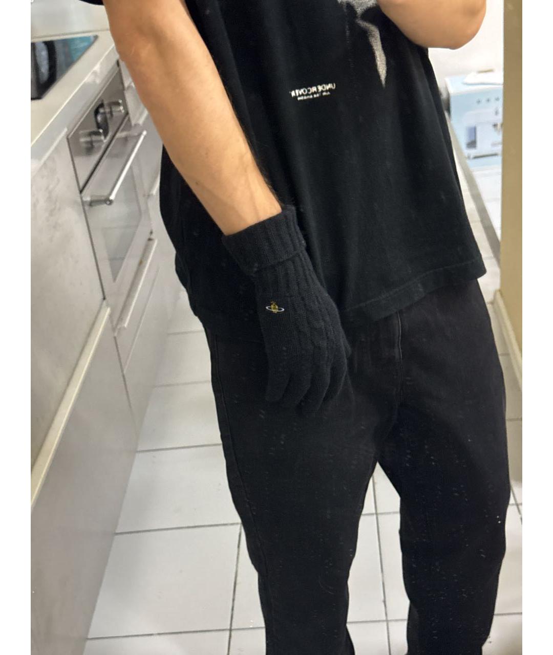 VIVIENNE WESTWOOD Черные шерстяные перчатки, фото 6