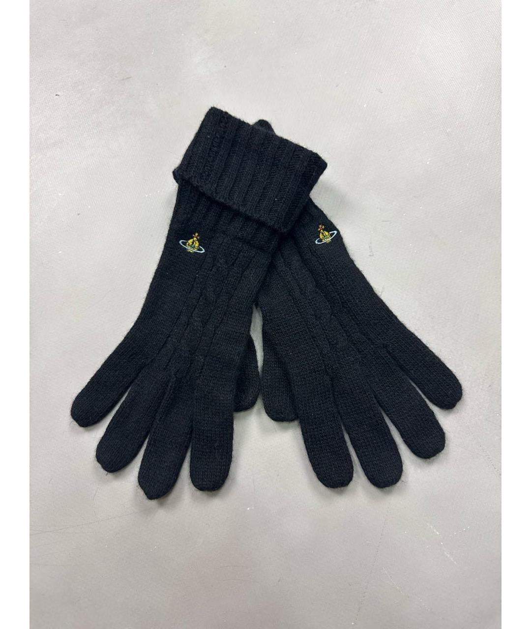 VIVIENNE WESTWOOD Черные шерстяные перчатки, фото 7