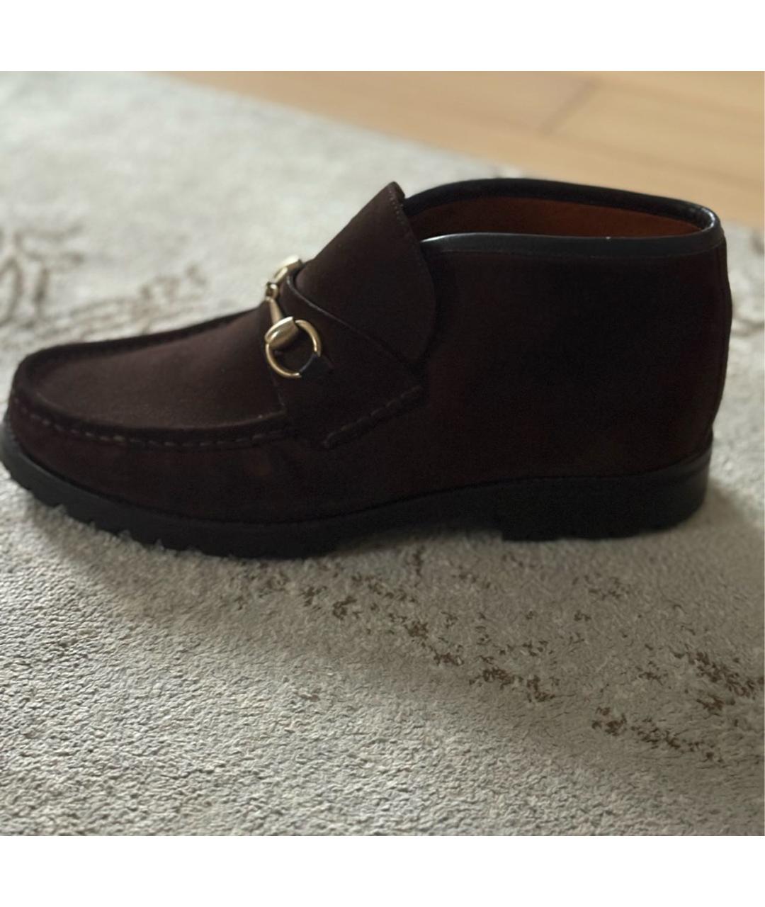 GUCCI Коричневые замшевые высокие ботинки, фото 6