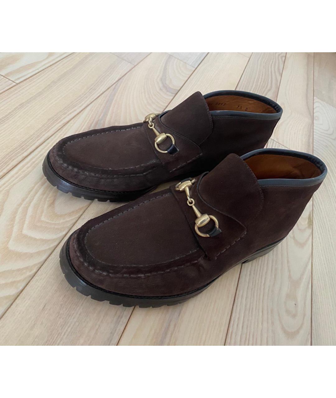 GUCCI Коричневые замшевые высокие ботинки, фото 3