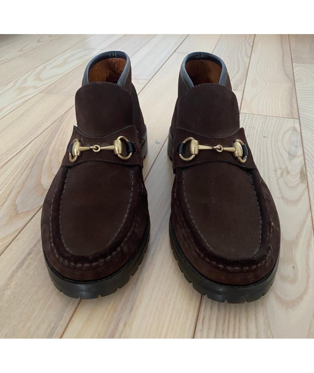 GUCCI Коричневые замшевые высокие ботинки, фото 2