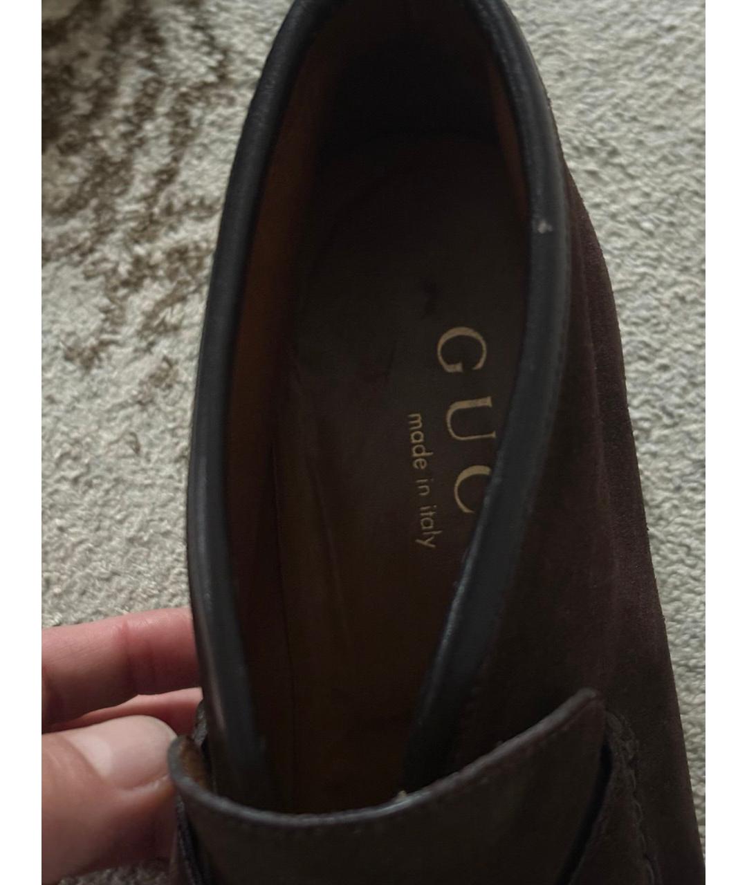 GUCCI Коричневые замшевые лоферы, фото 7