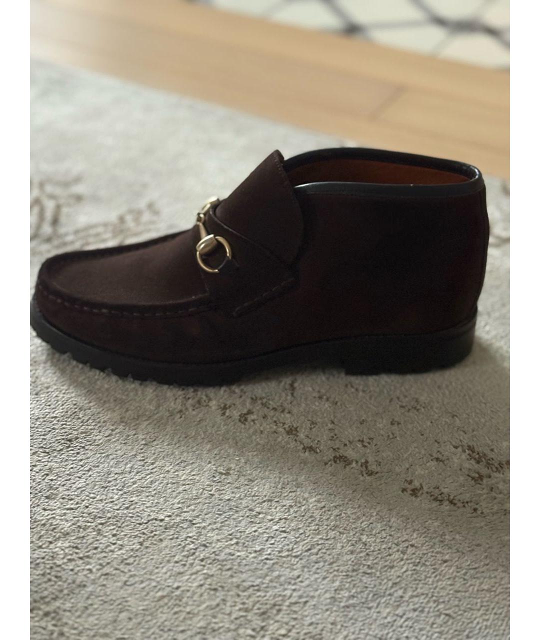 GUCCI Коричневые замшевые лоферы, фото 9