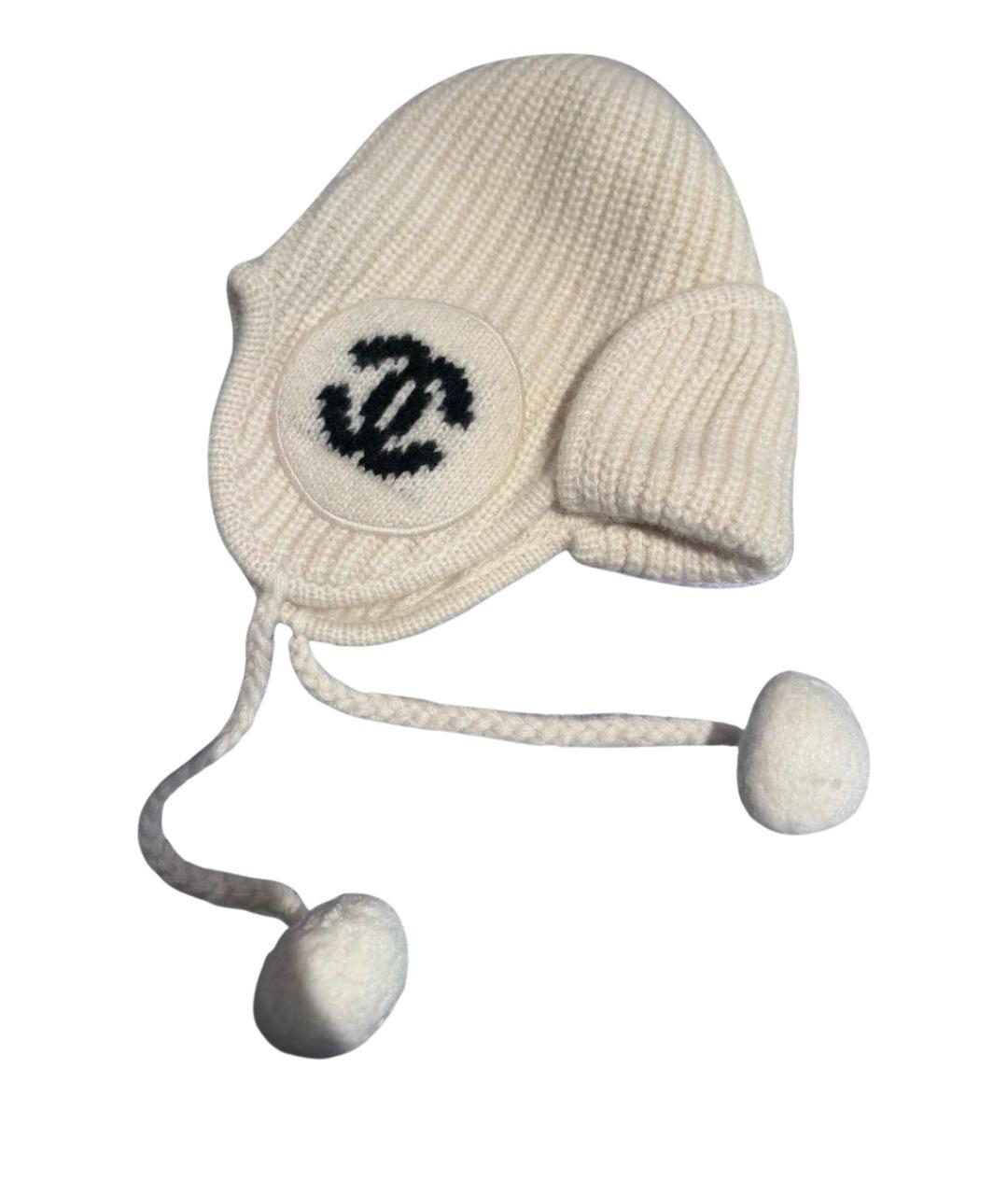 CHANEL Белая кашемировая шапка, фото 1