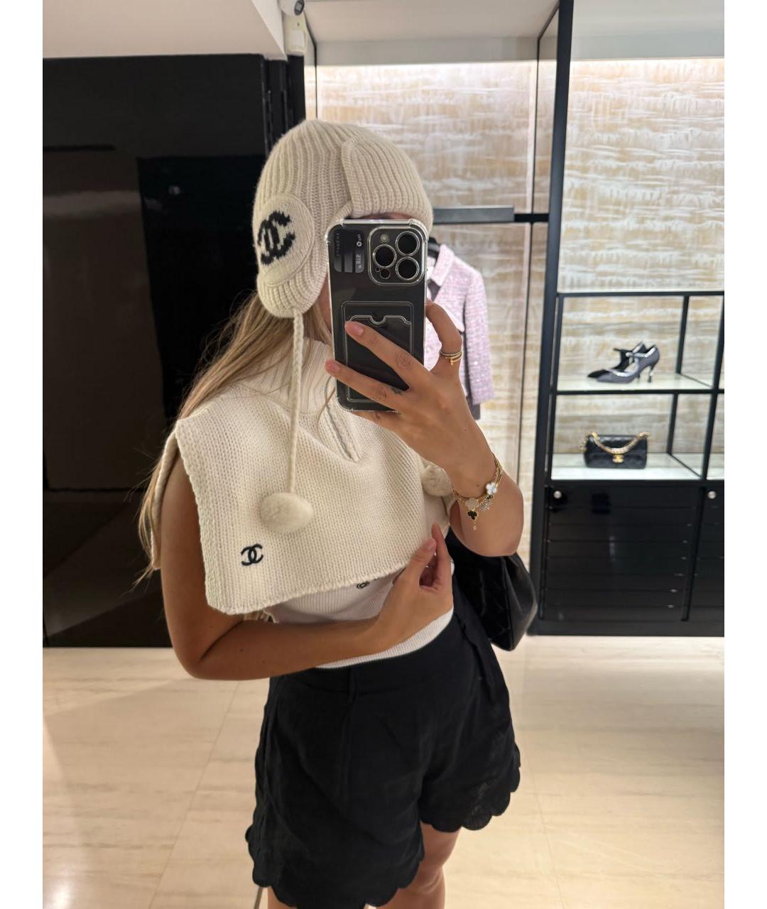 CHANEL Белая кашемировая шапка, фото 2
