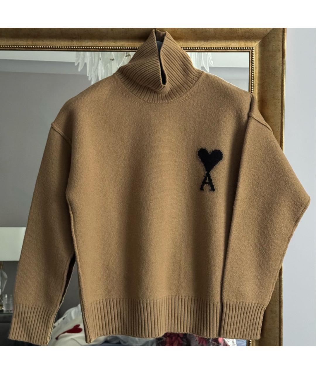 Ami Paris Бежевый шерстяной джемпер / свитер, фото 4