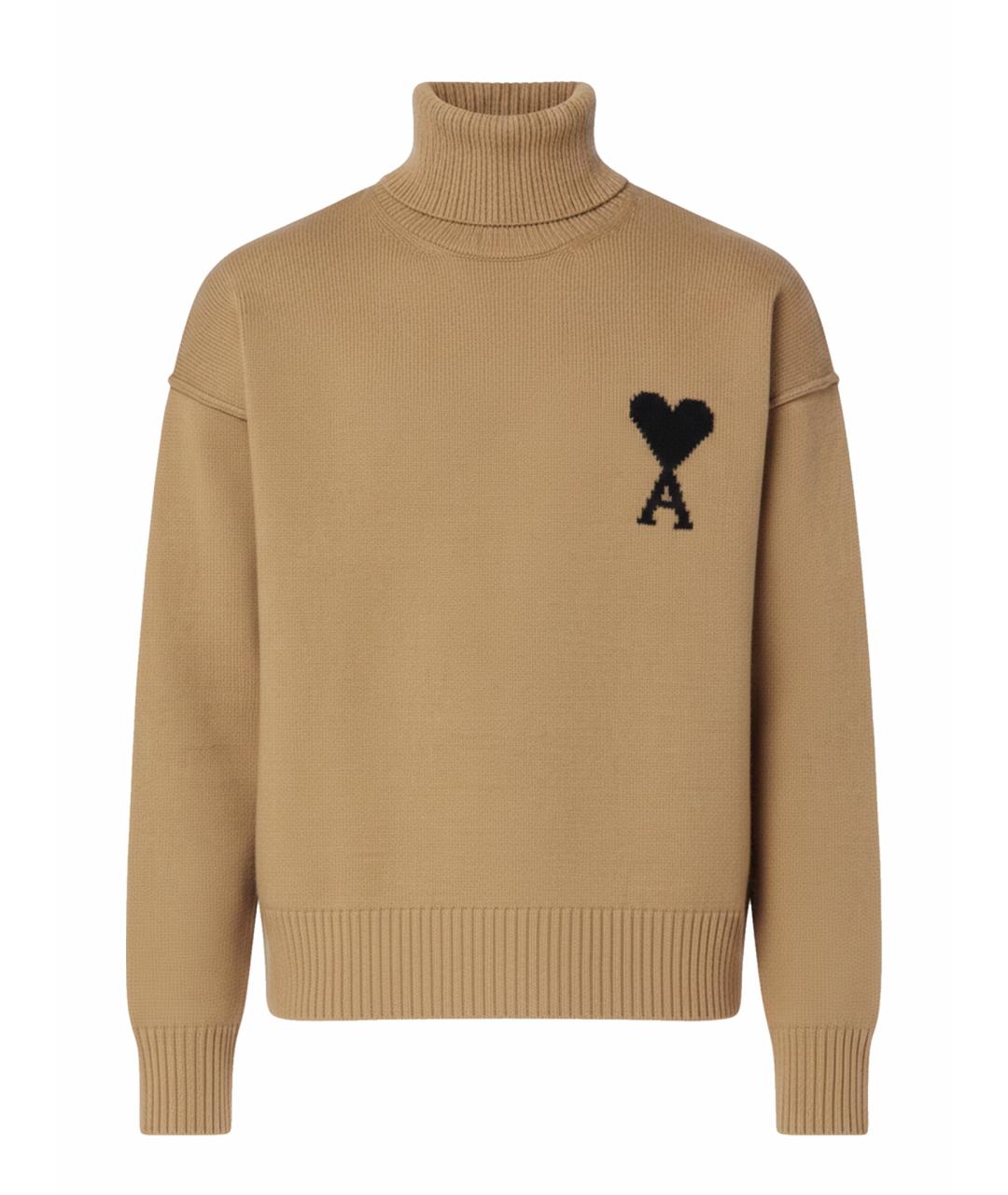 Ami Paris Бежевый шерстяной джемпер / свитер, фото 1