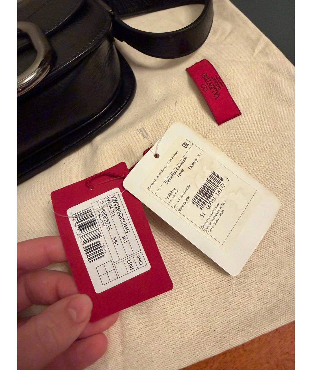 VALENTINO Черная кожаная сумка через плечо, фото 7