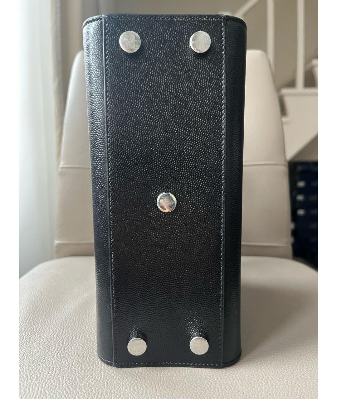 SAINT LAURENT Черная кожаная сумка с короткими ручками, фото 3