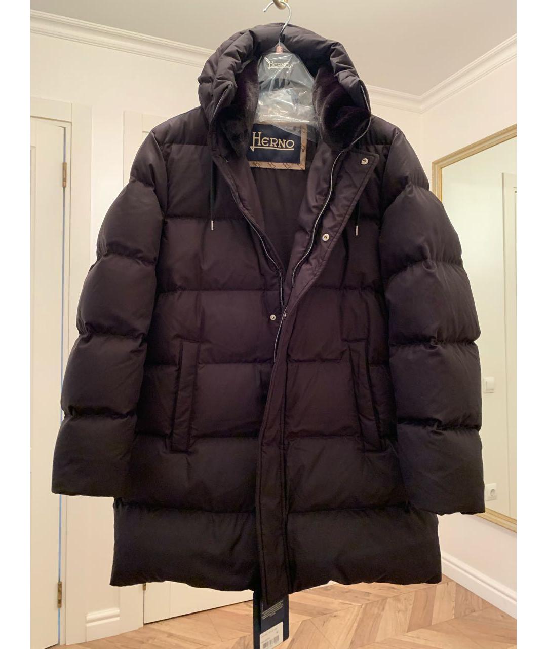 HERNO Черный полиэстеровый пуховик, фото 2