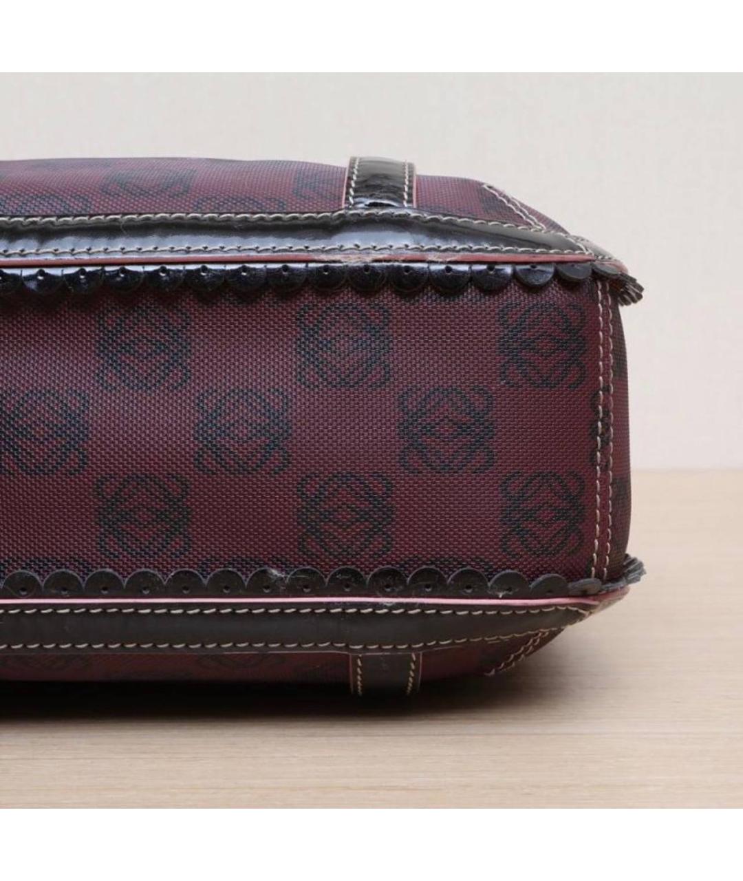 LOEWE Бордовая кожаная сумка с короткими ручками, фото 7